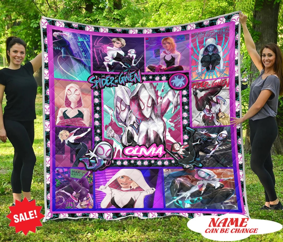 Personalized Spider Gwen Quilt Blanket Stacy Gwen Fleece Blanket Spidey And Friends Blanket Super Hero Baby Blanket Custom Kid Blanket